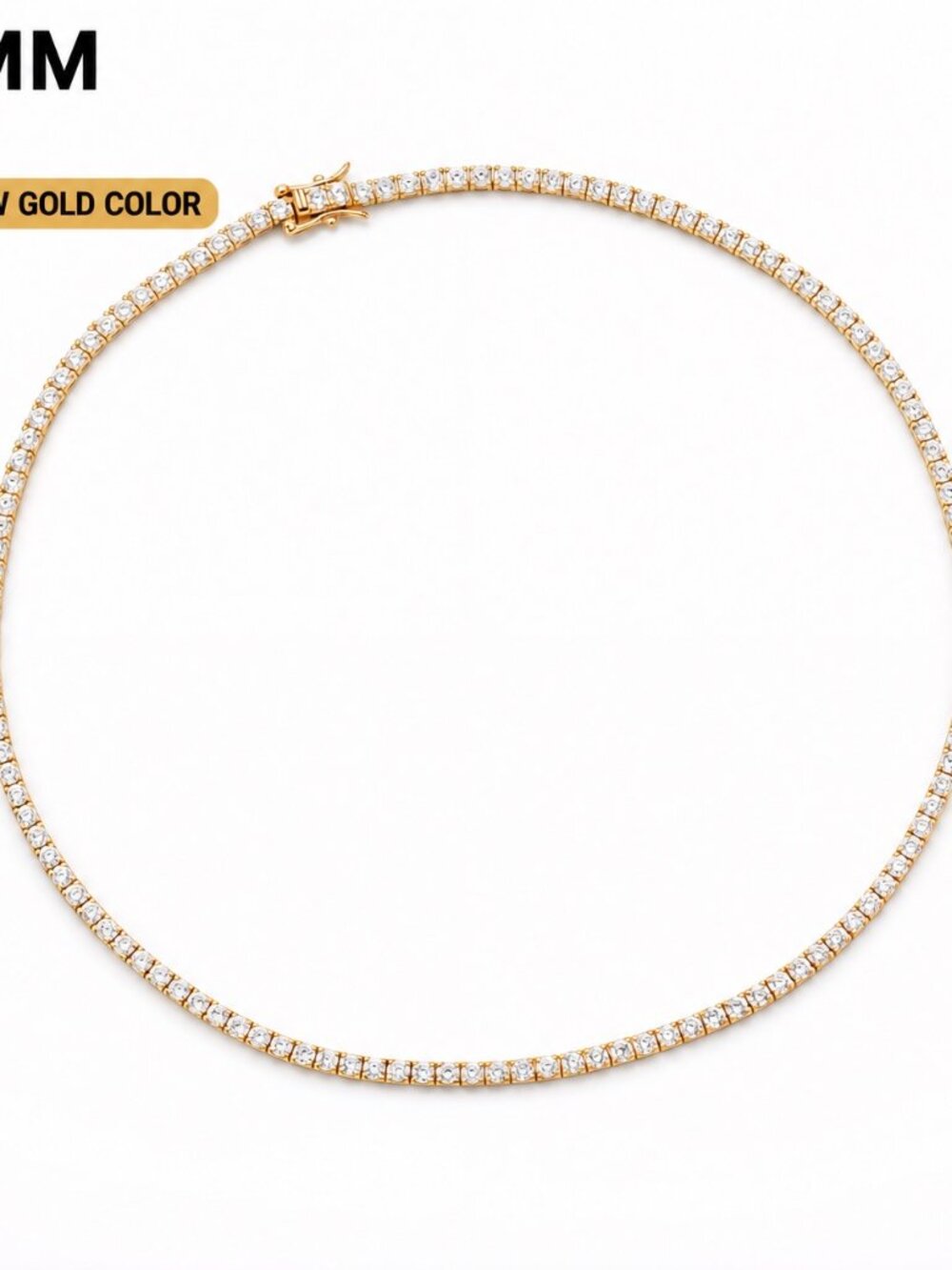 LEKANI 4mm Moissanite Tennis Necklace S925 Gold 18 in